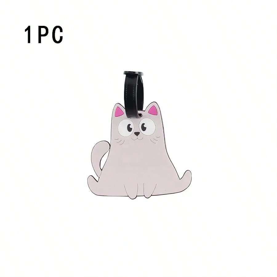 1PC Cute Cartoon Kitten Luggage Tag PVC Soft Rubber Identification Luggage Backpack Essential Tag Pendant -Friendly Card Holder Name Filling Anti-Lost Lightweight Durable Valentine's Day Gift Christmas Halloween Birthday Gift - A2 - Xem 1