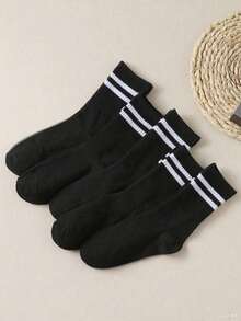 20 Pairs Unisex Casual Minimalist Fashion Versatile Breathable Moisture-Wicking Mid-Calf Socks, Couple Socks, Fall Socks