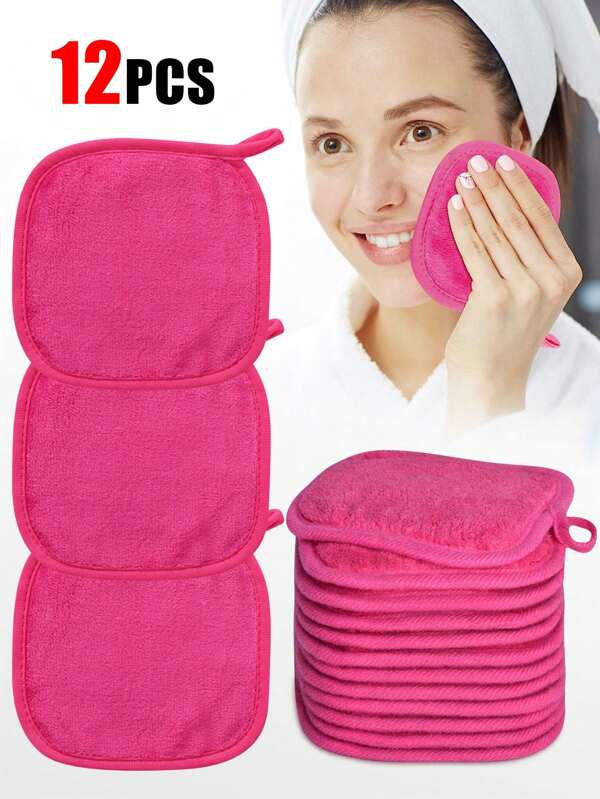 12pcs Soft Microfiber Facial Cleansing Cloths, Makeup Removal Face Towels With Hanging Loop, Gentle On Skin, Washable And Reusable.6/3/1pc,Skincare Headband,Beauty,Skin Care Products,Spa,Self Care,Skin Care Tools,Face Care,Esthetician Supplies,Skin,Face Wash,Facial