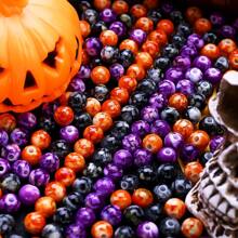 100/200/500pcs Halloween Acrylic Transparent Corner Spaced Beads Rondelle Faceted Beads & Shiny Rhinestone Round Spacer Beads & Crack Beads & Asymmetrical Wheel Bead Faceted Loose Spacer Beads For Jewelry Making Bracelet Necklace Fashion Earrings DIY Mobile Phone Chain, Flower Bouquet, Handbags, Halloween Party Gift Crafts Supplies