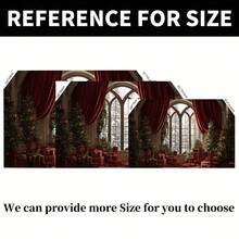 1 festliche Weihnachtsszenen Kulisse mit großen Bogenfenstern, Vorhängen, geschmücktem Weihnachtsbaum und Geschenken, geeignet für Weihnachten, Neujahrsfeiern, Urlaubsgeschenke, Hochzeiten, Geburtstage, Jahrestage, Familienfeiern, Themenpartys, Schlafzimmer, Wohnzimmer, Terrasse und Outdoor-Dekorationen, Studioprops, Eventdekorationen