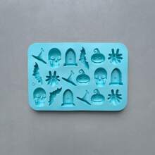 18 腔万圣节南瓜、墓碑、蜘蛛、蝙蝠、骷髅巧克力硅胶模具 DIY 糖果、饼干、蛋糕烘焙模具、巧克力模具、蜡烛、肥皂装饰模具、硅胶模具