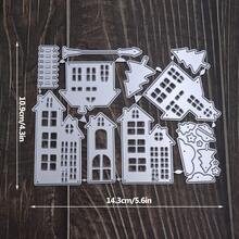 Khuôn cắt hình nhà và cây, thích hợp để làm thiệp và trang trí album, bộ khuôn cắt hình thành phố nhà cửa, khuôn nhà và cây, khuôn dập nổi, thích hợp cho các dự án thủ công DIY Scrapbooking. - Bạc - Xem 9