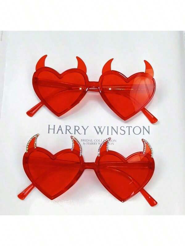 1pc Halloween Party Devil Horn Decor Glasses, Fashion Birthday Party Glasses