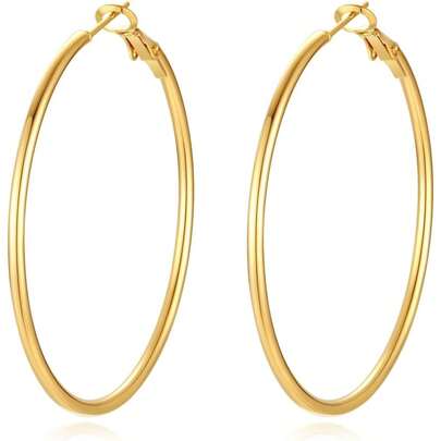 4 Pairs Silver Gold Hoop Earrings For Women | 14K Gold Plated Hoop Earrings Set Hypoallergenic Earring Lightweight Dangle Earrings Set
