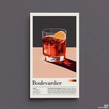 Boulevardier Cocktail Poster - Vintage Art Print, Retro Bar Decor, Classic Mixology Wall Art, Home Bar Gift, MCM Kitchen Decor,Valentine Day