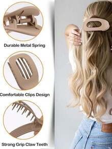 6 件经典纯色扁平椭圆形大发夹，精致设计，适合盘发、发髻、马尾辫，日常休闲、运动、购物、派对、通勤，多功能发饰，感恩节、情人节、生日、爪夹、发夹、发夹、发夹、鳄鱼发夹、学校用品的理想礼物