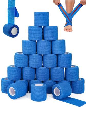 10 rollos de venda elástica autoadhesiva azul - adecuada para fútbol, baloncesto, fitness y varios deportes