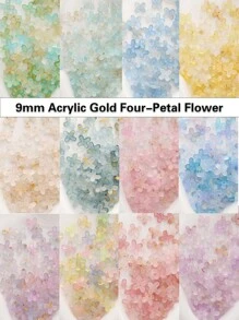 10g/Approx. 80pcs 9mm Acrylic Matte Powder Coated 4-Petal Flower Beads, DIY Jewelry Accessories For Bracelet, Necklace