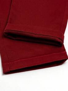 Boys' Woven Letter Embroidered Casual Pants - Burgundy - View 9