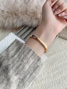1 Stück Vintage Luxus Gold/Silber Farbe elegante Quarz Armbanduhr für Frauen, modernes minimalistisches Design für den täglichen Gebrauch, Geburtstagsgeschenk - Gold - Übersicht 4