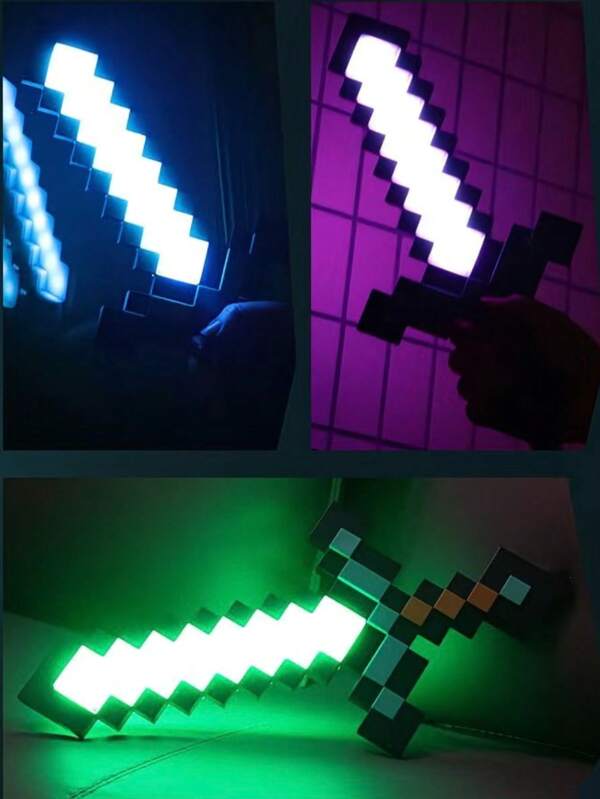 1 szt. Świecący miecz, rekwizyt, akcesorium do gry, podświetlana zabawka LED w kształcie diamentowego miecza, kolekcja figurek akcji, prezent urodzinowy, lampka nocna, upominek na imprezę, dekoracja świąteczna