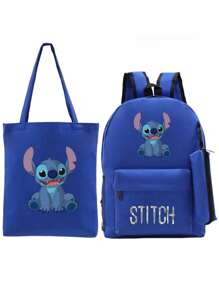 Disney Stitch Star Baby Peripheral Printed Backpack Set Student School Bag Backpack + Pencil Bag + Handbag Three Pieces Set School Season