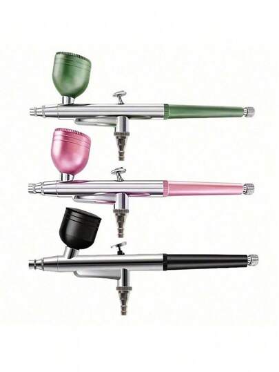 1 st. praktisk enkelverkande airbrushpenna, 0,3 mm munstycke, med metallsprayflaska, tillbehör till högtrycksoxygenator för hemmabruk, återfuktande spraypenna, lämplig för modeller, nagelkonst, bilmålning, skönhetssprayverktyg, gör-det-själv-presenter