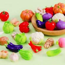 10/20/30/50/100pcs Assorted Miniature Resin Realistic Vegetable Decor Accessories, DIY Dollhouse Tiny Carrot, Cabbage, Garlic, Lotus Root, Chili Pepper, Peanut, Green Bean