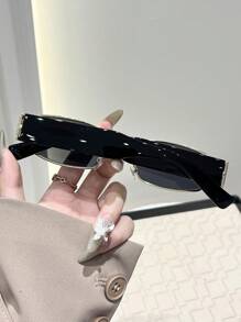 1pc Plastic And Metal Geometric Full Frame Personalized Shades Basics Women Fashion Glasses For Street-Photography Musical Festival Tropical Beach Vacay Bachelorette Party Weekend Outfit Festival Outfit Going Out Outfit Fashion Accessories