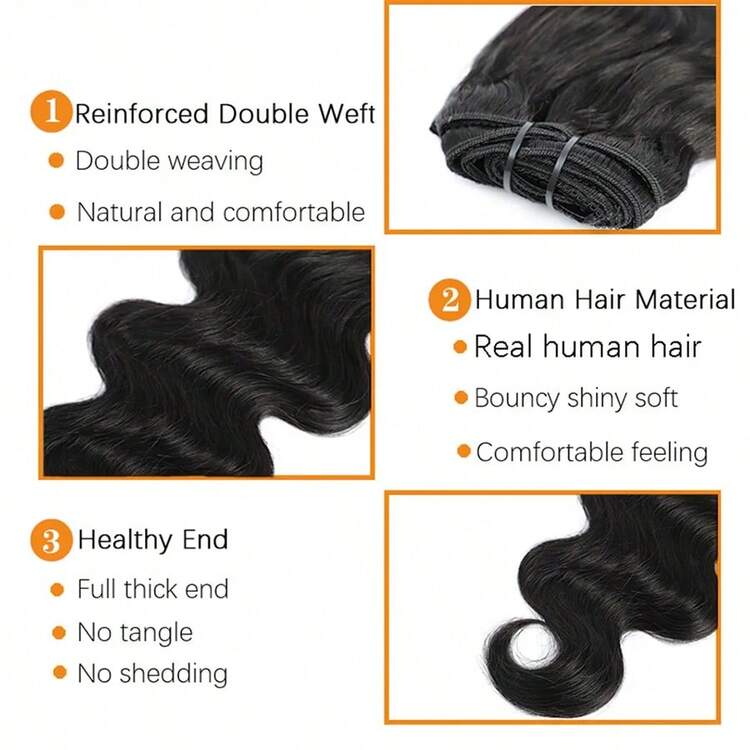 Body Wave Clip In Hair Extensions Halloween 100% Unprocessed Human Hair Full Head Brazilian 120g/8 Pieces Natural Black Clip Ins Remy Hairith 20 Clips Double Weft 120g/Set Brazilian Clip On Hair Extension For Women Virgin Hair Brazilian Hair Seamless Clip In Hair - Natural Black - 查看 3