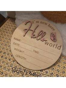 1pc Wooden "Hello World" Newborn Announcement Sign, Gender Reveal Party Supplies, Birthday Party Decor, Photo Prop, Creative Commemorative Gift, For Baby Christening, Baptism, Wedding, Engagement - Multicolor - View 32