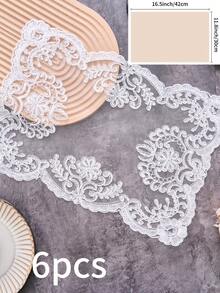 1/2/4/6pcs French Vintage Style Rectangular Lace Placemats, Embroidered Floral Line Design, Solid Color, Suitable For Dining Table, Bedside, Wedding, Hotel, Daily, Festival, Party, Home Decor, Dorm, Photography Background, All Seasons - Multicolor - View 23