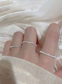 BALMORA 1pc Fashionable Minimalist Sterling Silver Ring For Women For Daily Decoration