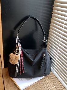 Sac à bandoulière mode polyvalent grande capacité Merlard Retro 2025 à texture mate, sac de plage haut de gamme, sac fourre-tout, sac de courses, grand sac, sac à main à texture de niche, sac bandoulière croisé à fermeture éclair à double bretelle