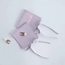 5pcs Customized Jewelry Pouches, Name Envelopes, Bridesmaid Gifts, Bride Gifts, Groomsman Gifts, Wedding Favors, Pink, Purple, Closet Organizer, Customized Graduation Gifts, Travel Jewelry Organizer - Multicolor - View 3