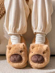 Winter New Cartoon Animal Children's Warm Shoes Indoor Anti Slip Plush Bag With Slippers