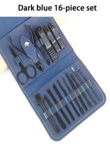 16pcs Professional Stainless Steel Manicure And Pedicure Set, Includes Nail Clipper, Scissor, Ear Pick And Travel Kit, Foot And Beauty Care Tools For Experts