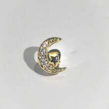 金牙套，月亮星星蝴蝶钻石牙套，男士金牙套，镀银单钻牙套，女士说唱歌手服装 - 彩色 - 查看 7