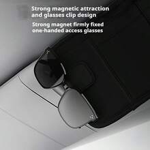 Car Sun Visor Storage Bag, Premium Leather Fashion Glasses And Card Organizer, With Vehicle Registration/Insurance Card Slot, Credit Card Pocket, Car Interior Organizer (Black Leather) - Sunshade Storage Bag - View 4
