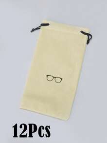 1-12 件植绒彩色抽绳眼镜收纳袋，时尚便携式眼镜盒 - 多色 - 查看 15
