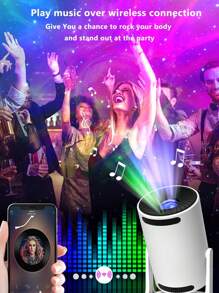 Canon LED Starry Sky Projection Lamp, Bedroom Starry Atmosphere Light With Music Remote Control - White - View 4