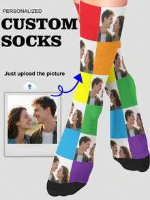 1 Pair Of Customized Crew Socks, Custom Face Socks, Custom Photo Sock, Custom Printed Socks, Personalized Funny Face Socks, Custom Picture Socks, Put Any Face On The Socks, Anniversary Gift, Valentine Gift, Birthday Gift, Wedding Gift, Mother's Day Gift, Father's Day Gift, Best Friend Gift, Gift For Mom/Dad, Gift For Girlfriend/Boyfriend,