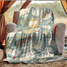 Manta para mascotas de 2 capas, impermeable y a prueba de fugas, manta suave y esponjosa con estampado, manta para sofá