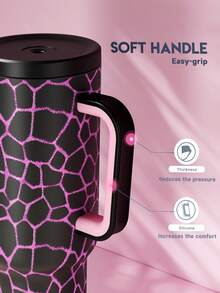 Meoky 40盎司带手柄吸管保温杯，真空隔热水瓶，带吸管盖，不锈钢旅行杯，100%防漏，保冷34小时或保热10小时 - 黑色 - 查看 6