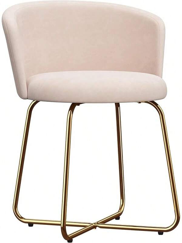 Hillsdale, Marisol - Taburete Redondo de Metal y tapizado con Parte Trasera para Sala de Maquillaje o baño, Color Blanco Roto