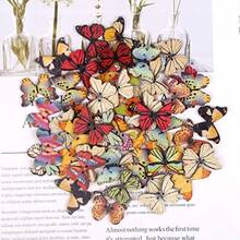 FINGOOO 100 PCS Butterfly Wooden Buttons1 Inch Colorful 2 Holes Mixed Decorative Buttons For DIY SewingandWood Craft Clothes Accessories