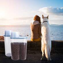 2 Pack 2lb/2.5L Pet Food Storage Container With Measuring Cup, Can Covers And Bowl For Small Dog, Cat, Waterproof - 藍色 - 查看 7