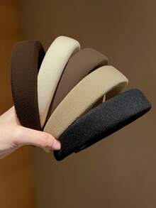 1/3/4/5个装 女士简约纯色海绵宽发带,适合洗发、休闲外出、高髻、碎发造型、日常使用、居家、护肤,四季皆宜,可作为礼物赠送,时尚实用! - 彩色 - 查看 9