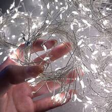 1 قطعة أضواء سلسلة LED 100/200/300 ب- 8 أوضاع إضاءة، أضواء جنية سلك نحاسي 3/6/9 م، أضواء LED لحفلات الزفاف وعيد الميلاد والتخييم وعيد الهالوين والكريسماس، أضواء متلألئة للخارج والحديقة والفناء والساحة وشجرة - متعدد الألوان - مشاهدة 8