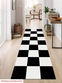 Classic Checkerboard Pattern Runner Rug, Ideal For Hardwood Floors In Entryways, Laundry Rooms, Hallway, Bedrooms, Kitchen, Room Decor, And Entryway - Indoor All-Season Home Decor, Stylish Long Floor Mat, Washable & Non-Slip, Perfect For Home Use As A Hallway Rug, Area Rugs Living Room, Black And White Tones, Bedside Rug, Kitchen Rugs, House Decor | Kitchen Decor - Multicolor - View 14