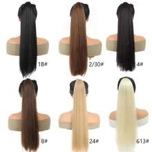 18 Zoll/20 Zoll/22 Zoll/24 Zoll/26 Zoll/28 Zoll/32 Zoll lange gerade Perücke Pferdeschwanz, Haarband Pferdeschwanz, Gummiseil Pferdeschwanz