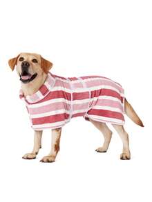 速干狗浴袍，条纹狗毛巾浴袍，吸水宠物浴袍，腰带可调节，超柔软材质 - 彩色 - 查看 27