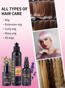 Spray de Óleo de Cuidados com Cabelos de Peruca, Shampoo para Peruca, Fórmula de Óleo de Coco para Cabelos Secos, Hidrata e Alisa, Anti-Frizz, Fácil Penteado, Prolonga a Vida Útil da Peruca, Fixação de Fragrância por 48H, Ideal para Todos os Tipos de Peruca