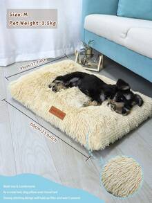 1PC Washable Plush Pet Crate Bed For Dog Anti-Slip Pet Mat Bed For Cat Fluffy Comfy Pet Sleeping Mat For Large, Jumbo, Medium, Small Dogs Breeds - Champagne - View 8