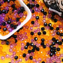 100/200/500pcs Halloween Acrylic Transparent Corner Spaced Beads Rondelle Faceted Beads & Shiny Rhinestone Round Spacer Beads & Crack Beads & Asymmetrical Wheel Bead Faceted Loose Spacer Beads For Jewelry Making Bracelet Necklace Fashion Earrings DIY Mobile Phone Chain, Flower Bouquet, Handbags, Halloween Party Gift Crafts Supplies