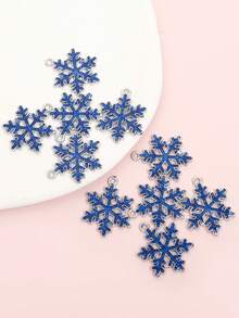 10pcs NEW Style Christmas Snowflake Styling Sparkling Powder Drip Oil Charms, Men And Women Clavicle Chain Necklace, Bracelet, Earrings, Keychain And Festival Party & Xmas Tree Hanging Decorations DIY Alloy Pendants - Perfect For Christmas Day, New Year, And Winter Celebrations - Snowflake - View 13