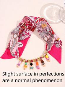 1 件紫红色丝带彩色趣味男孩和女孩游泳吊坠项链、头巾项链、卡通可爱趣味珠宝、个性化 Y2K 女士配饰 - 彩色 - 查看 4