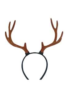 10-Zoll Weihnachts-Rentiergeweih-Haarband, Weihnachtsparty Foto-Requisite, braunes Hirschgeweih Deko mit grünen Blättern und roten Beeren, Weihnachtlicher Haarschmuck, Feier-Requisite, Partydekoration, geeignet für Weihnachten