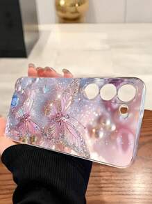 1个钻石珍珠蝴蝶透明软手机壳，兼容 17系列、荣耀、红米、三星Galaxy A04e/12/A13/A14/A34/A50/A52/A53/A54/S21/S22/S23/S24/S25/S25 Ultra、6A/7A/8A、12T/13T。注意：此为2D图片，非3D效果图。由于拍摄光线等原因，实物颜色可能略有差异。 - 無色 - 查看 4